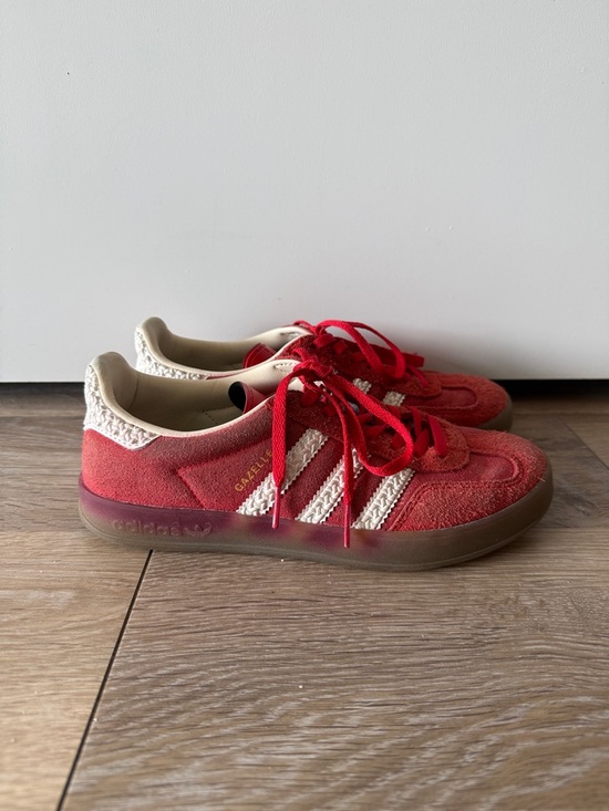 adidas Shoes - Adidas Gazelle Red Suede Sneakers with White Stripes